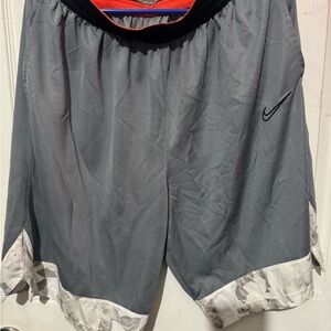 Nike Men's Gray and White Athletic Shorts